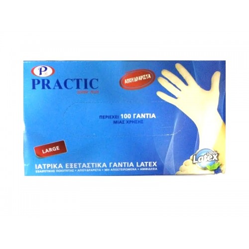 Practic Super Plus Ιατρικά Εξεταστικά Γάντια Latex Large Χωρίς Πούδρα Λευκό